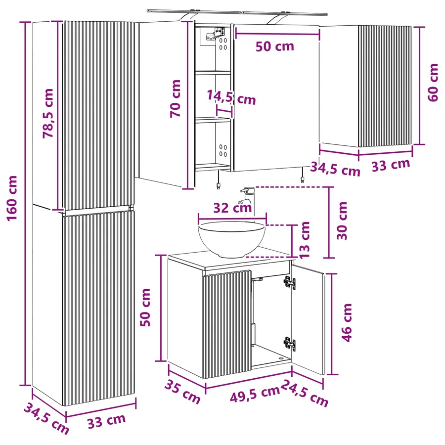 Ensemble d'armoire de salle de bain 5 pc Chêne artisanal - 16