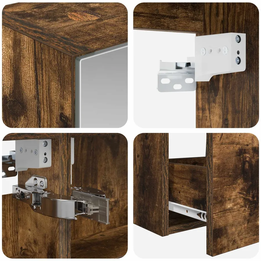 Ensemble de mobilier de salle de bain 4 pcs Chêne fumé - 9