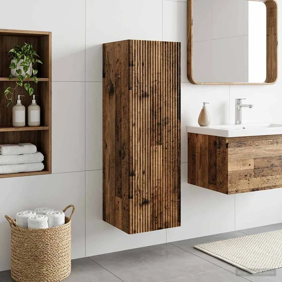 Cabinet de Salle de Bain Mural Bois ancien 33 x 34,5 x 60 cm