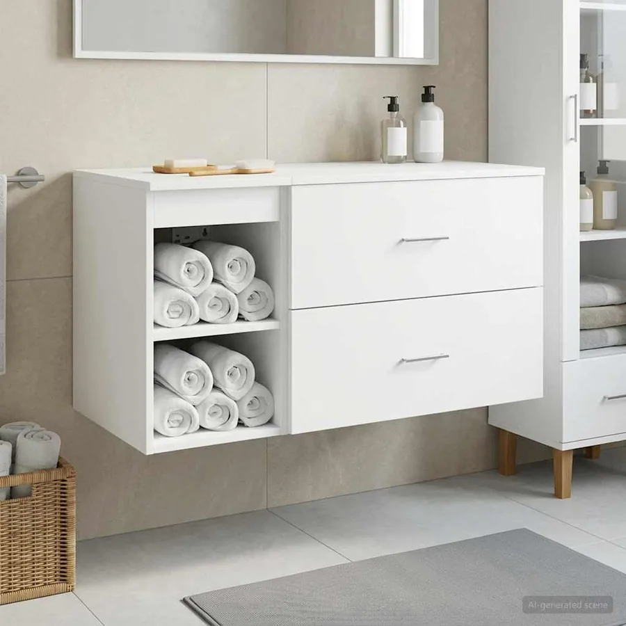 Ensemble de mobilier de salle de bain 2 pcs Blanc