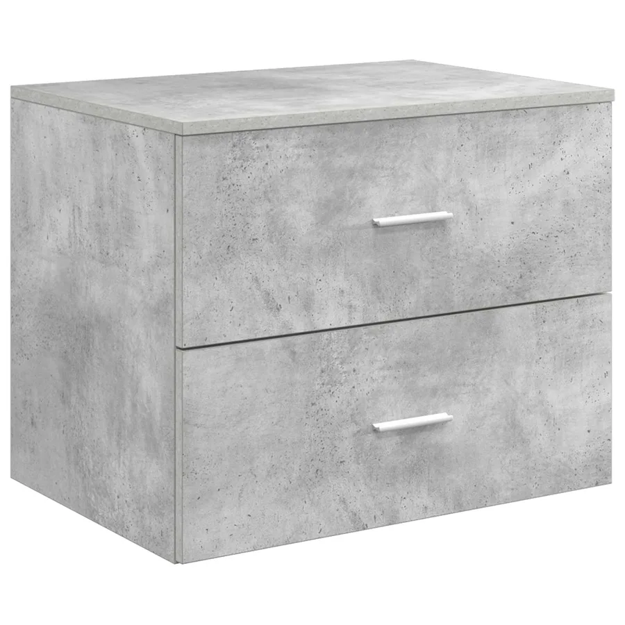 Meuble de Salle de Bain Suspendu Gris béton 62,5 x 44,5 x 50 cm - 2