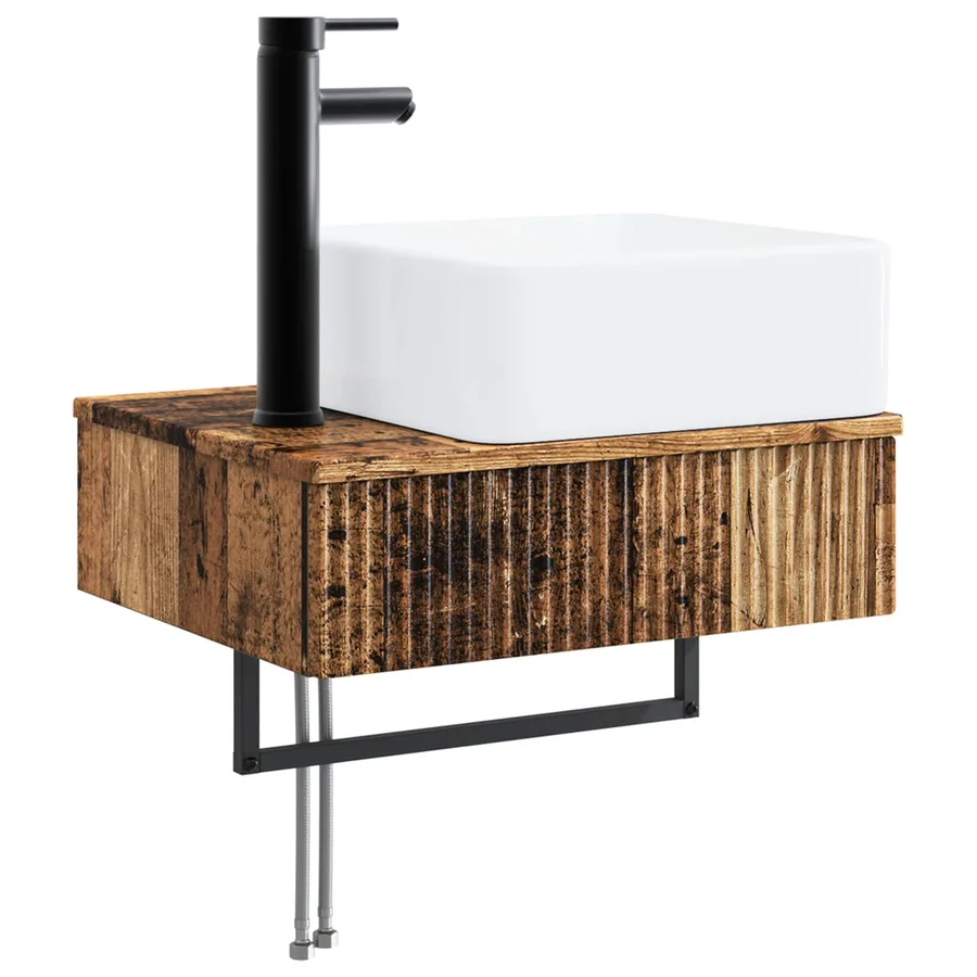 Basin de lavage mural Bois ancien 50 x 41 x 39 cm - 2