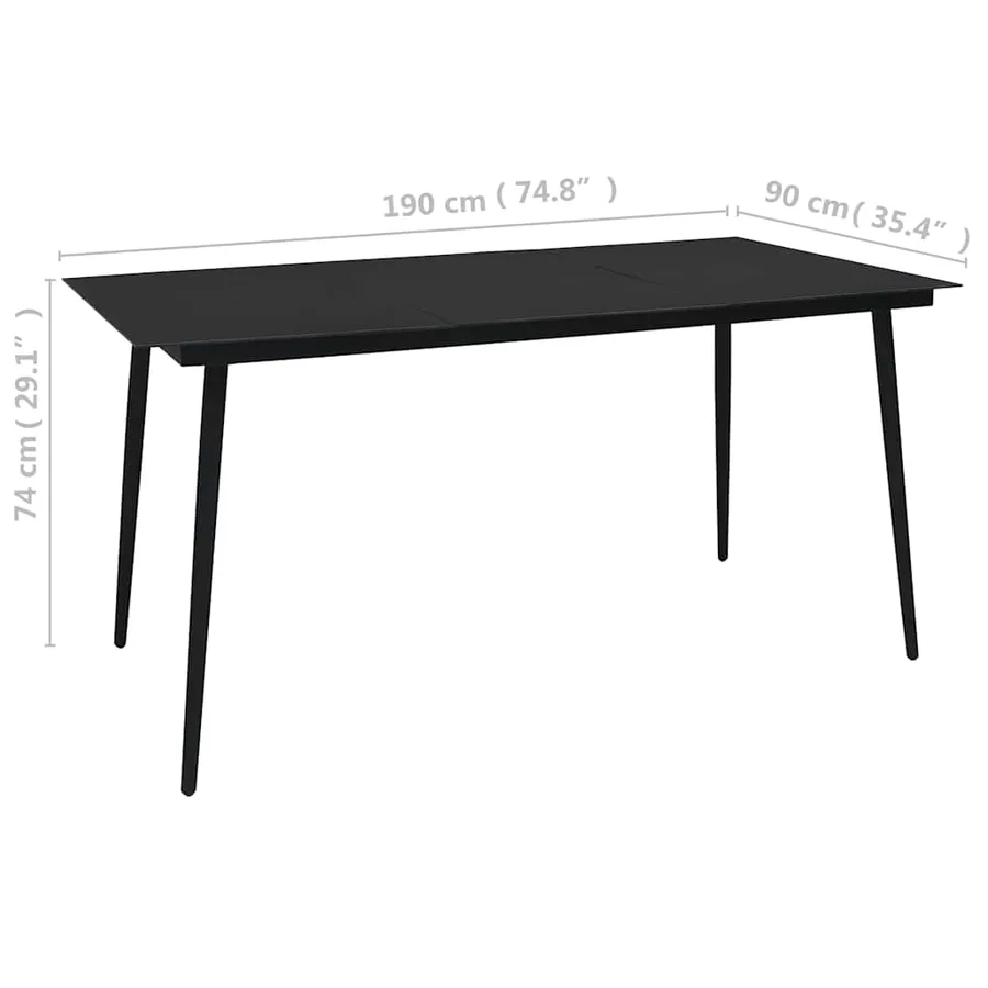 Ensemble à manger d'extérieur 9 pcs Rotin PVC Noir - 12