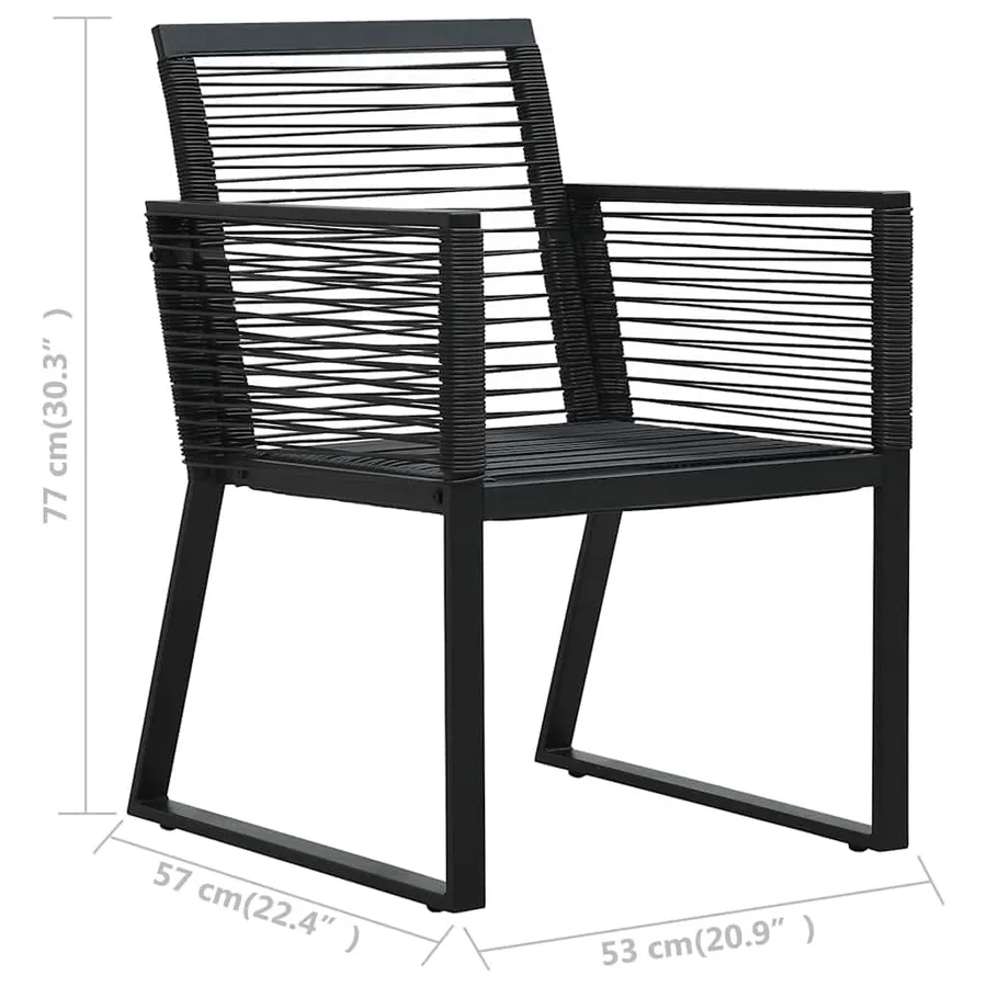Ensemble à manger d'extérieur 9 pcs Rotin PVC Noir - 13