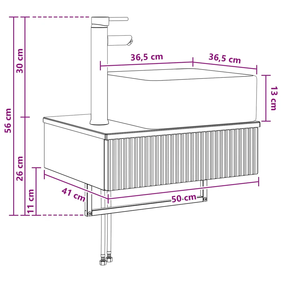 Basin de lavage mural Sonoma gris 50 x 41 x 39 cm - 10
