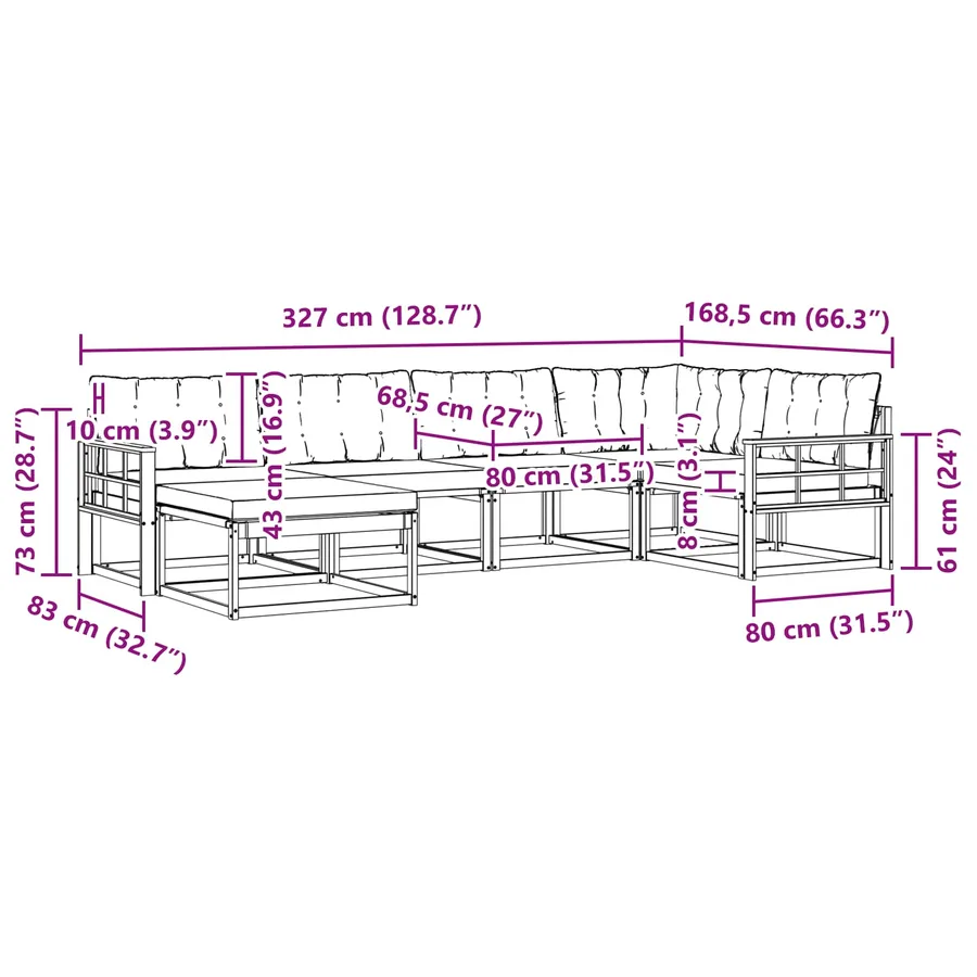 Ensemble de canapés d'extérieur 6 pcs Gris Naturel et Clair - 13