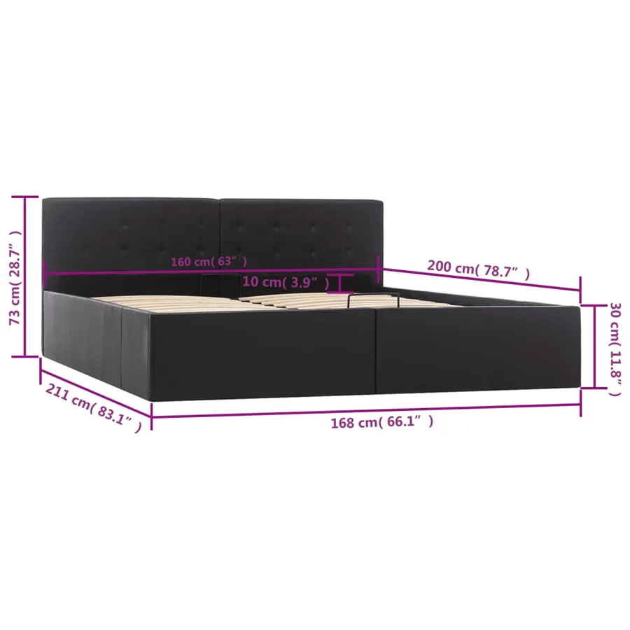 Cadre de lit avec rangement hydraulique Similicuir 160x200 cm - 10