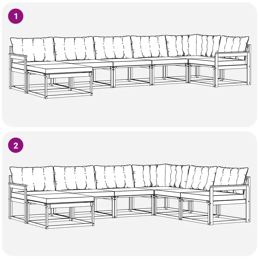 Ensemble de canapés d'extérieur 7 pcs Gris Naturel et Clair - 8