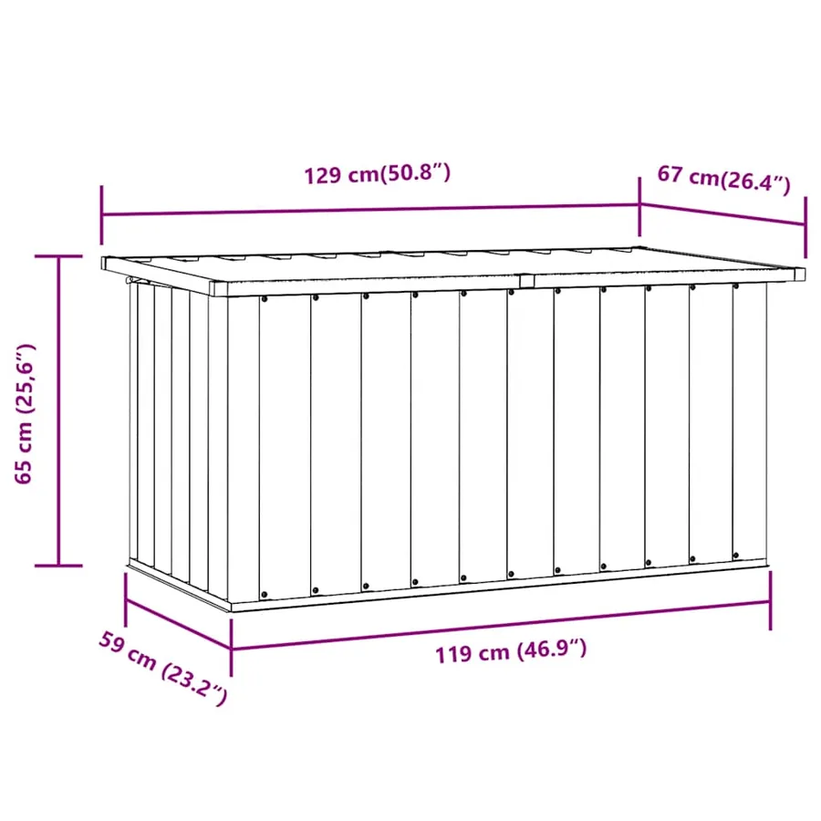 Boîte de rangement de jardin Gris 129x67x65 cm - 11