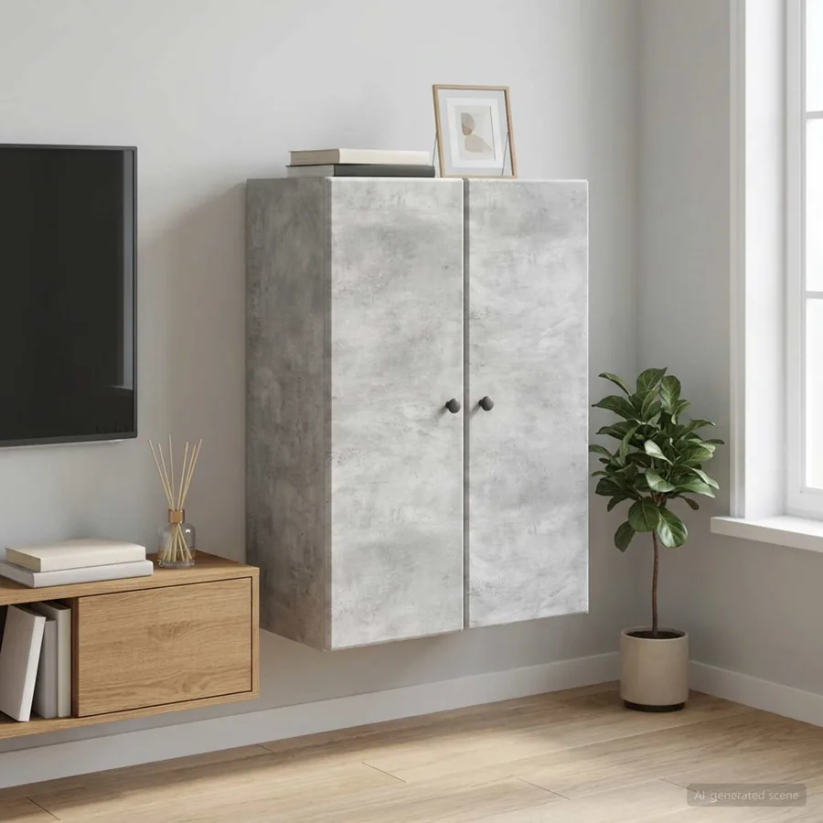 Armoire Murale Gris béton 66 x 34,5 x 90 cm Bois d'ingénierie