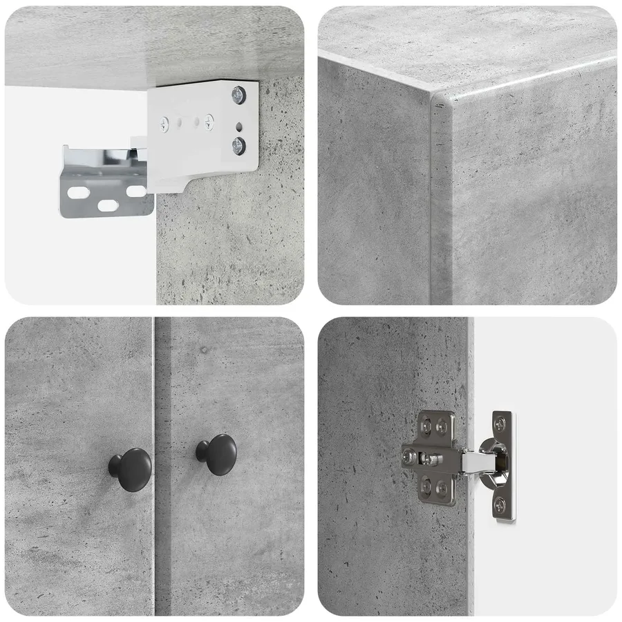 Armoire Murale Gris béton 66 x 34,5 x 90 cm Bois d'ingénierie - 7
