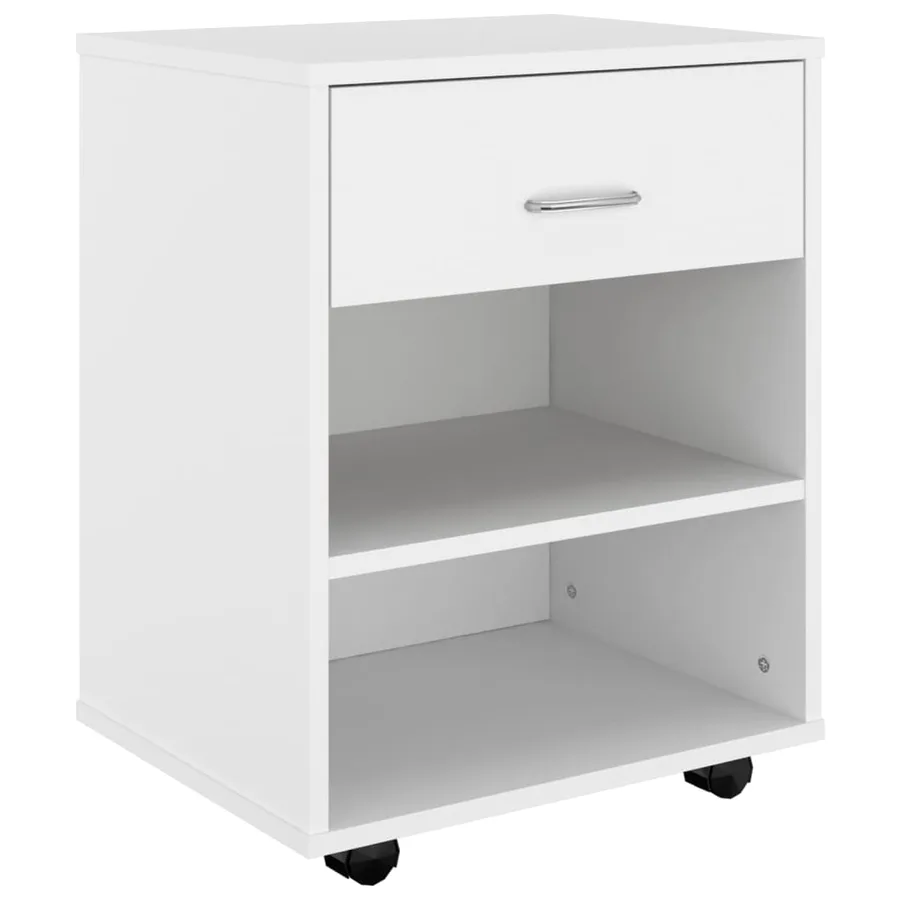 Armoire à roulettes Blanc 46x36x59 cm Bois d'ingénierie - 2