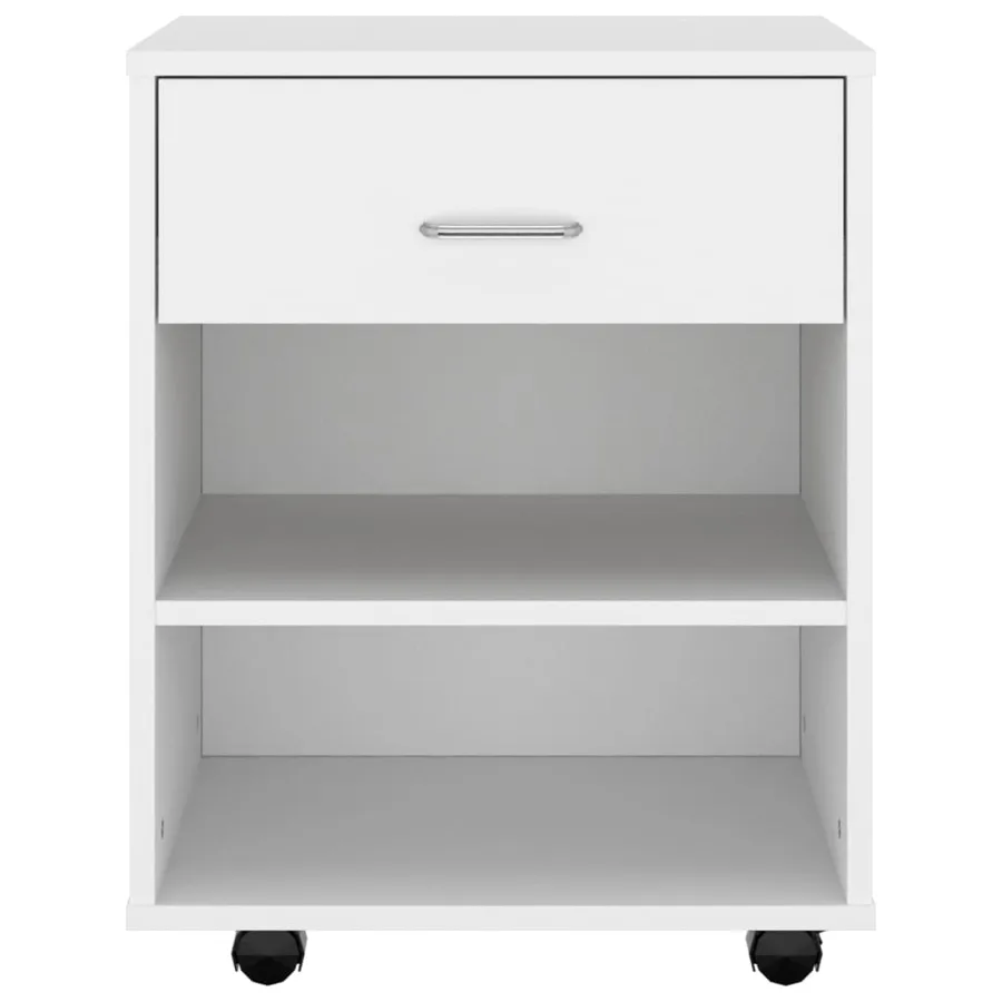 Armoire à roulettes Blanc 46x36x59 cm Bois d'ingénierie - 4