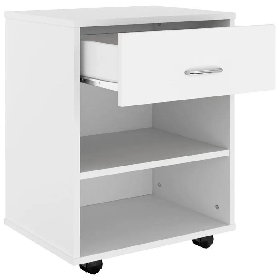 Armoire à roulettes Blanc 46x36x59 cm Bois d'ingénierie - 6