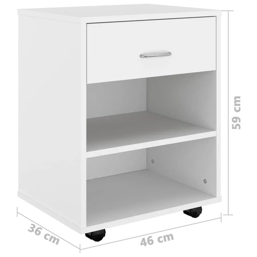 Armoire à roulettes Blanc 46x36x59 cm Bois d'ingénierie - 8