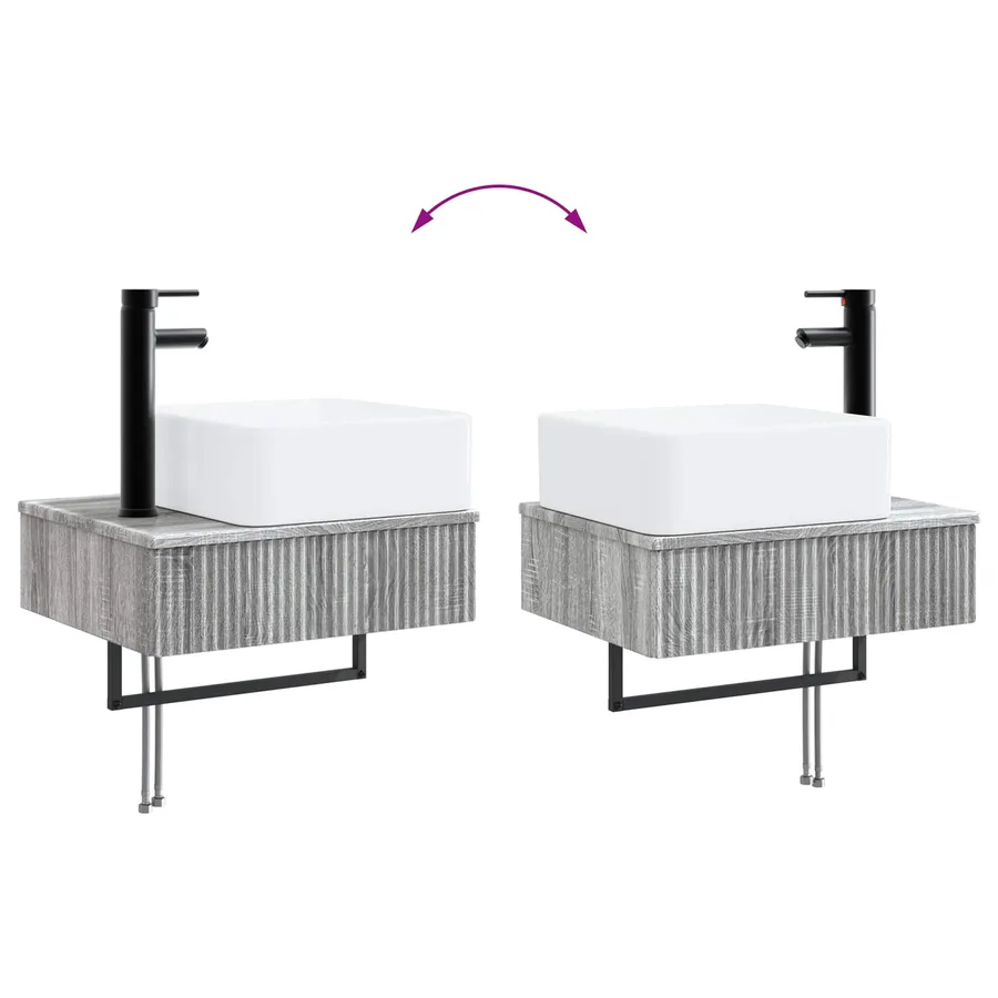 Ensemble d'armoire de salle de bain 4 pcs Sonoma gris - 13
