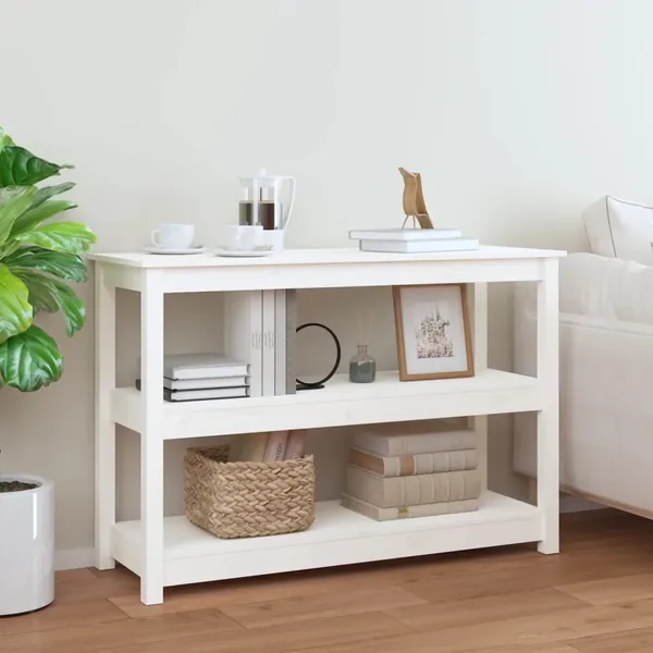Table console Blanc 110x40x74 cm Bois massif de pin