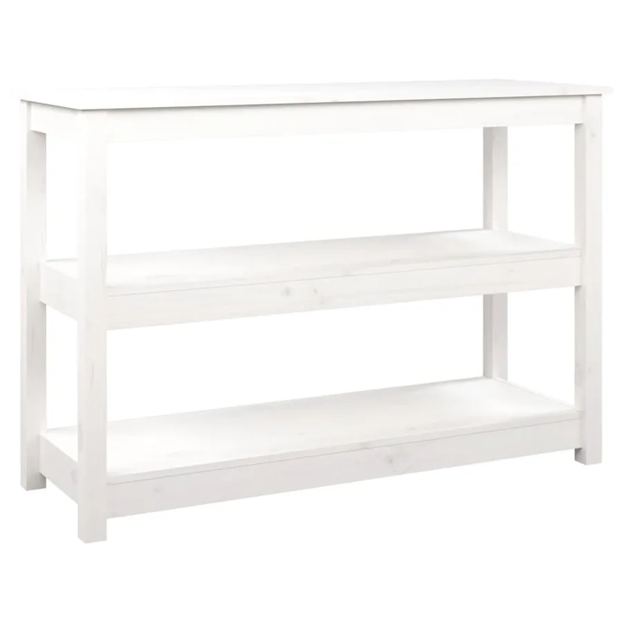 Table console Blanc 110x40x74 cm Bois massif de pin - 2