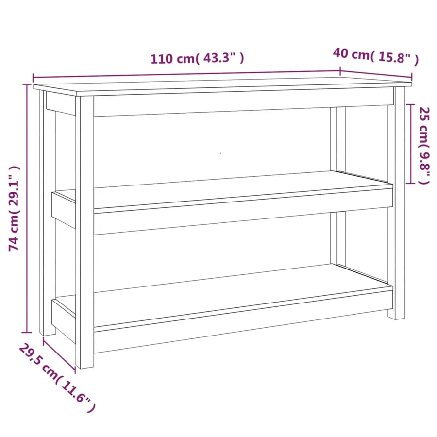 Table console Blanc 110x40x74 cm Bois massif de pin - 8