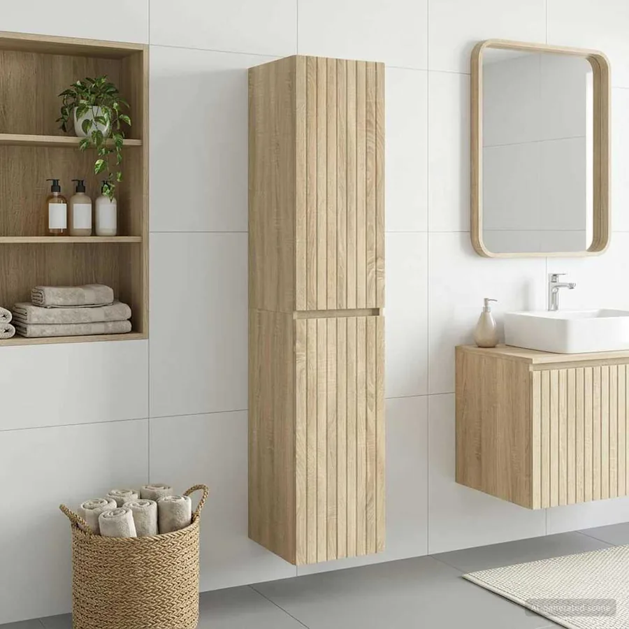 Cabinet de Salle de Bain Mural Chêne Sonoma 33 x 34,5 x 160 cm