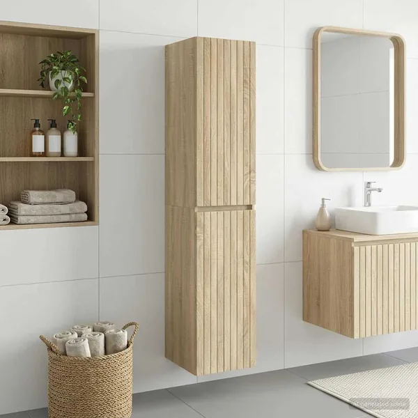 Cabinet de Salle de Bain Mural Chêne Sonoma 33 x 34,5 x 160 cm