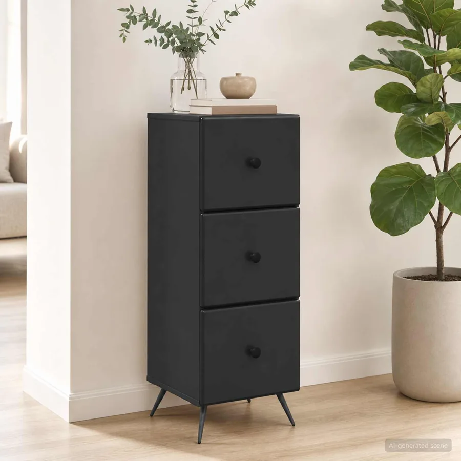 Armoire à tiroirs Noir 33 x 34,5 x 90 cm Bois d'ingénierie