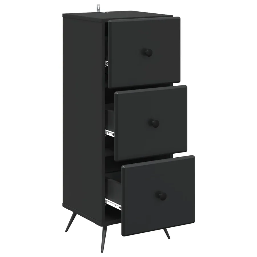 Armoire à tiroirs Noir 33 x 34,5 x 90 cm Bois d'ingénierie - 5