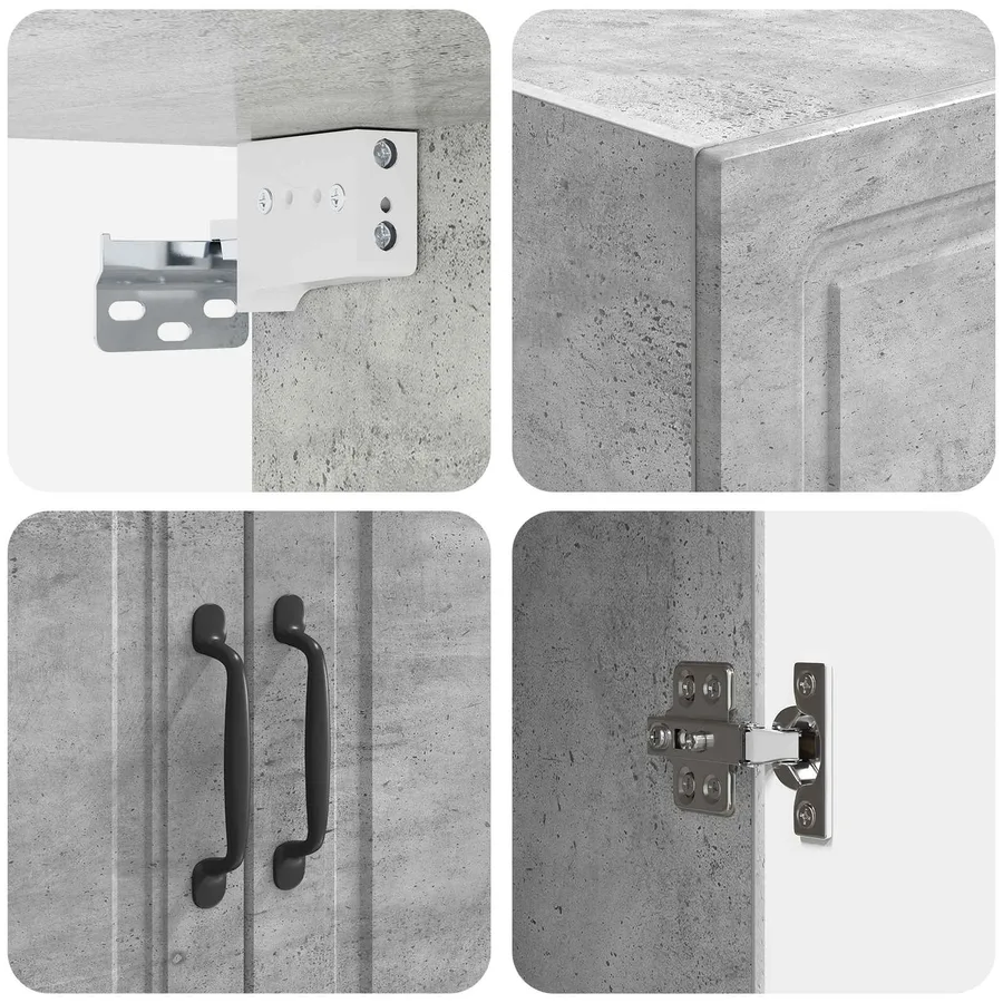 Armoire Murale Gris béton 59 x 31 x 60 cm Bois d'ingénierie - 7