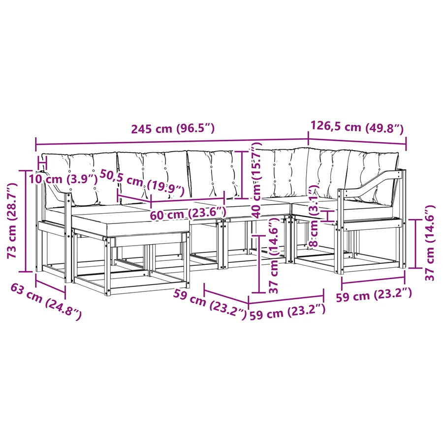 Ensemble de canapés d'extérieur 7 pcs Naturel et Beige - 12