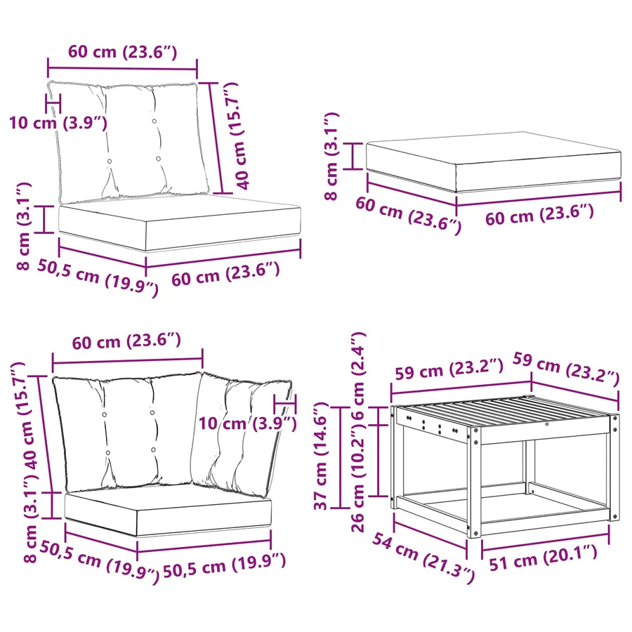 Ensemble de canapés d'extérieur 7 pcs Naturel et Beige - 14