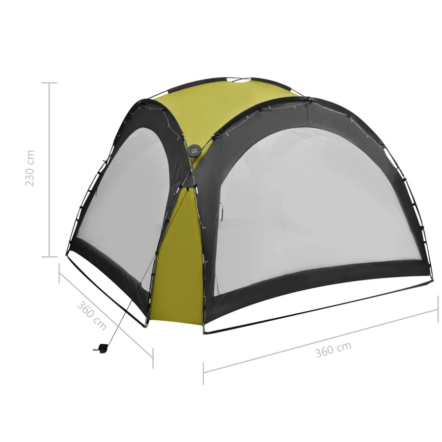 Tente de réception avec LED et 4 parois 3,6x3,6x2,3 m Vert - 10