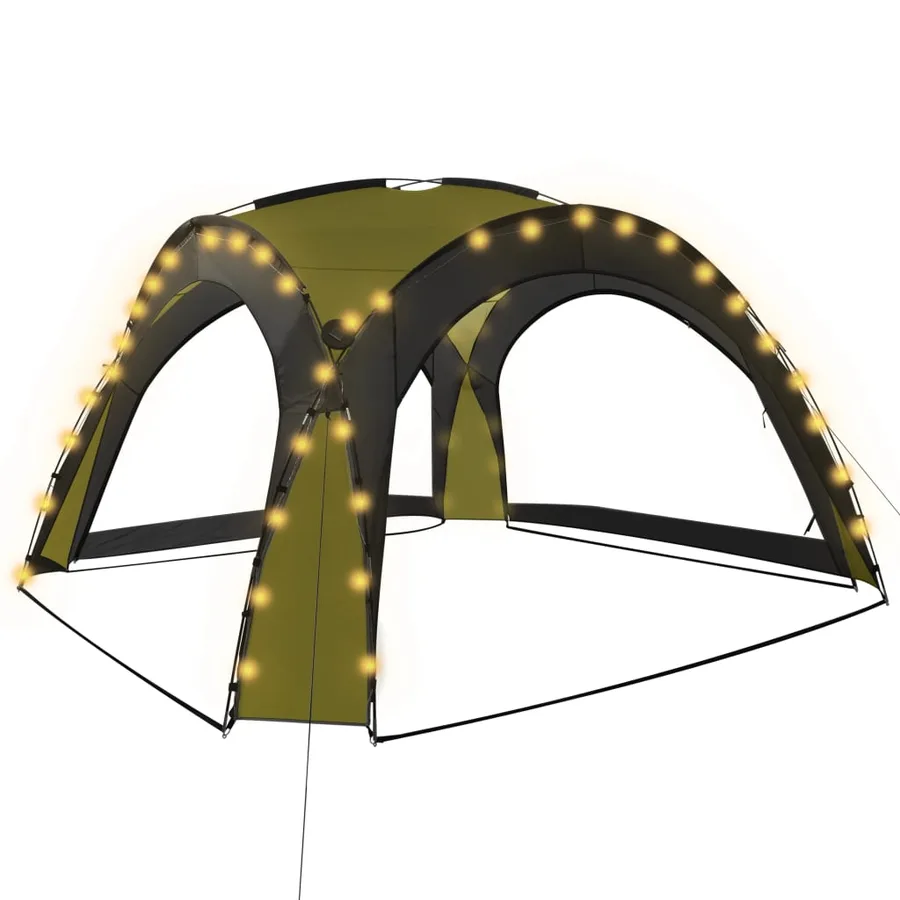 Tente de réception avec LED et 4 parois 3,6x3,6x2,3 m Vert - 2