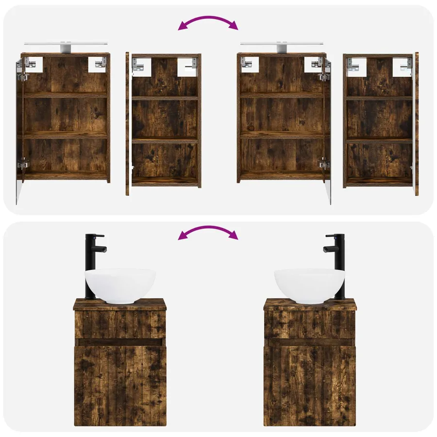 Ensemble d'armoire de salle de bain 5 pcs Chêne fumé - 14