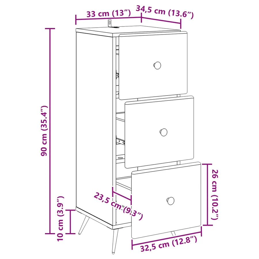 Armoire à tiroirs Bois ancien 33 x 34,5 x 90 cm - 11