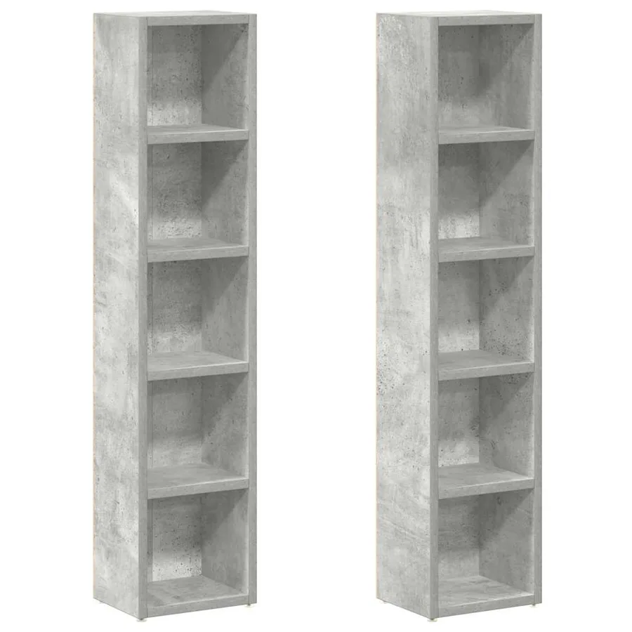 Armoires à CD 2 pcs Gris béton 21x16x93,5 cm Aggloméré - 2