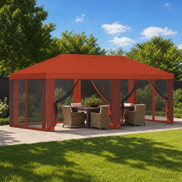 Housse de tonnelle avec murs latéraux 6 x 3 m Terre cuite