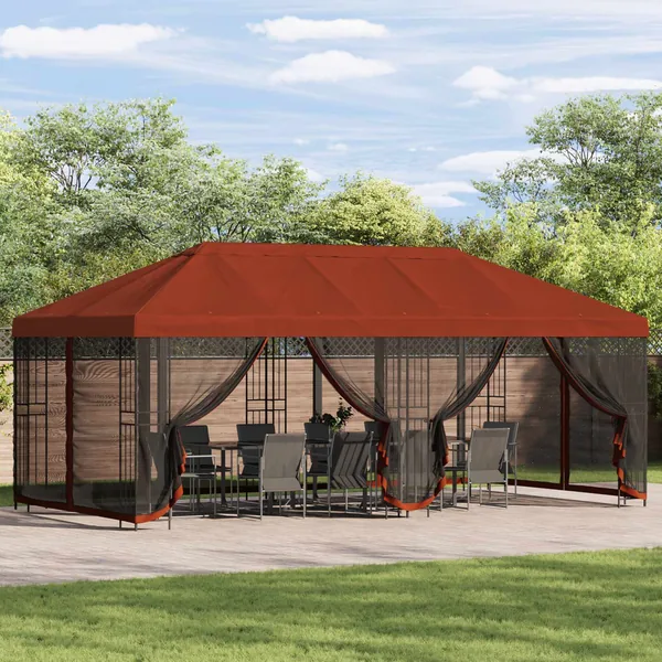 Gazebo avec murs latéraux 6 x 3 m Terre cuite