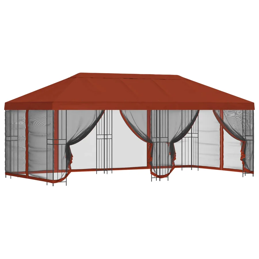 Gazebo avec murs latéraux 6 x 3 m Terre cuite - 2