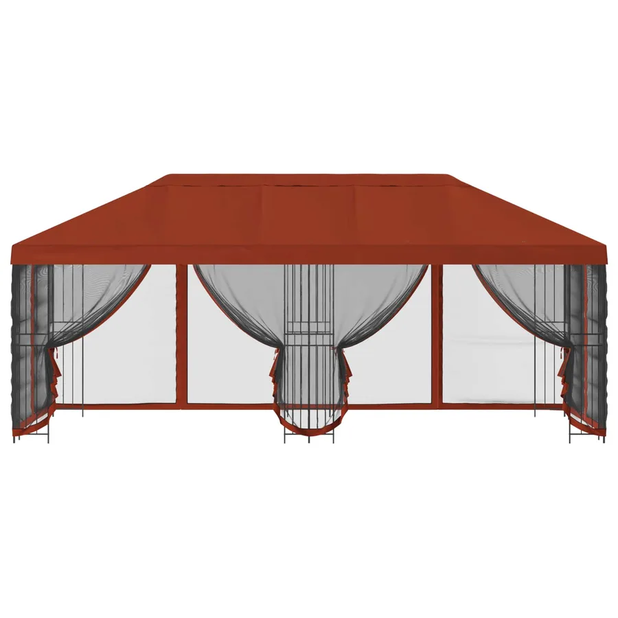 Gazebo avec murs latéraux 6 x 3 m Terre cuite - 3