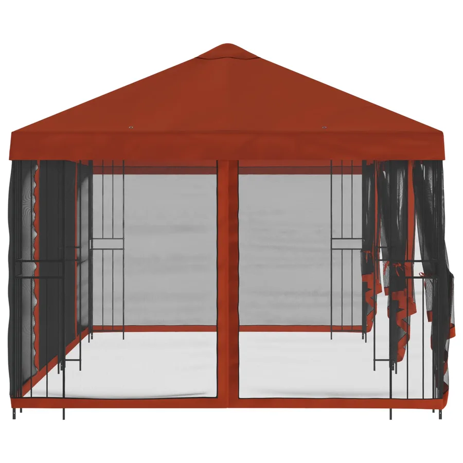 Gazebo avec murs latéraux 6 x 3 m Terre cuite - 4