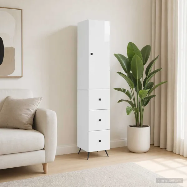 Ensemble de Meubles 2 pcs Blanc brillant 34,5 x 34,5 x 90 cm