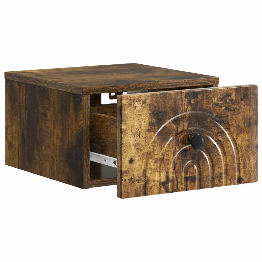 Cabinet de chevet mural 2 pcs Chêne fumé 33 x 34,5 x 20 cm - 6