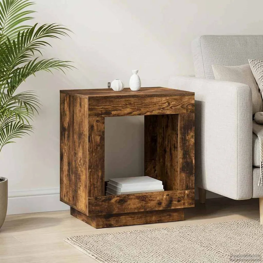 Table d'appoint Chêne fumé 60 x 40 x 65 cm Bois d'ingénierie