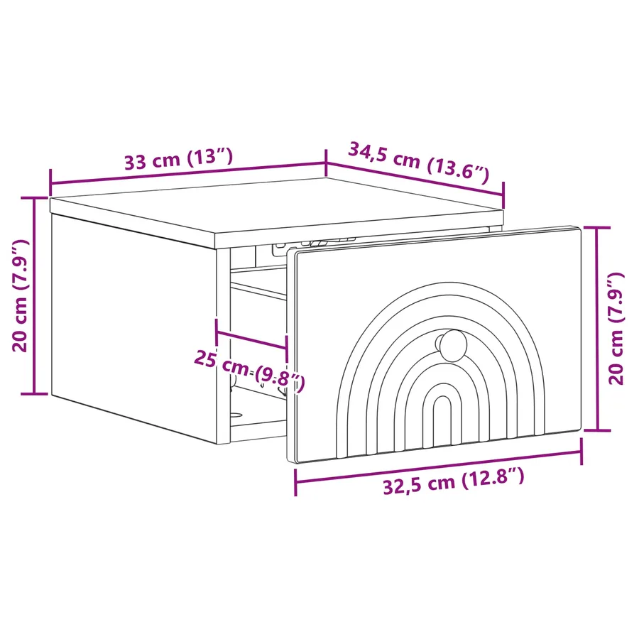 Cabinet de chevet mural 2 pcs Blanc brillant 33 x 34,5 x 20 cm - 12