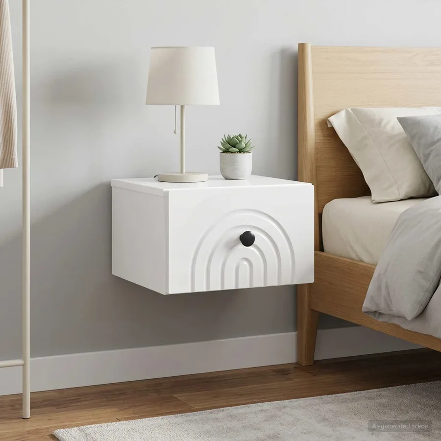 Cabinet de chevet mural 2 pcs Blanc brillant 33 x 34,5 x 20 cm - 4