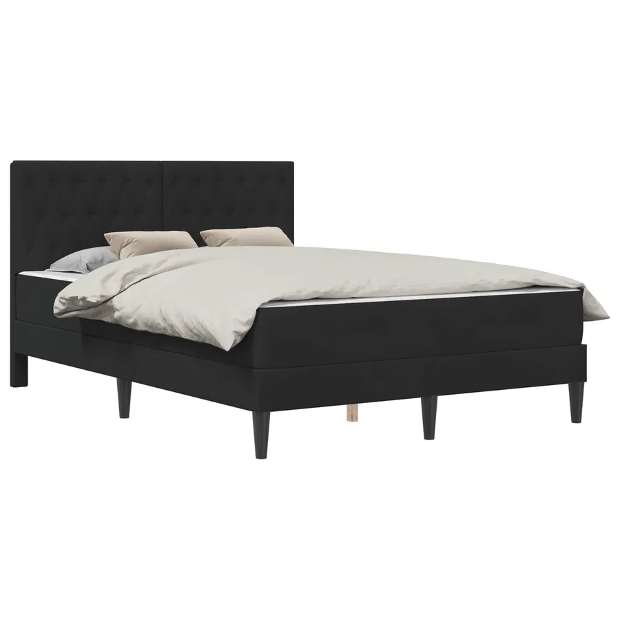 Cadre de lit avec matelas Noir 120 x 200 cm Velours - 2