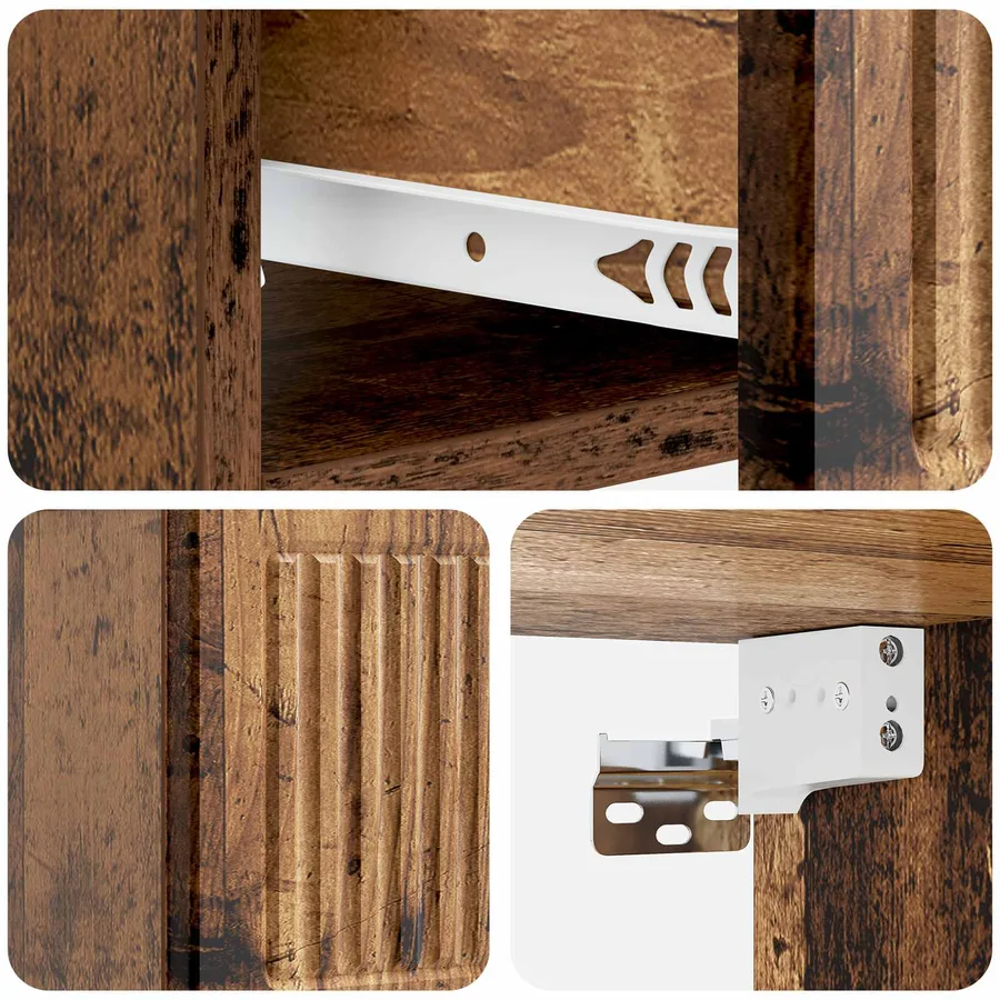 Cabinet de chevet mural Bois ancien 33 x 34,5 x 20 cm - 8