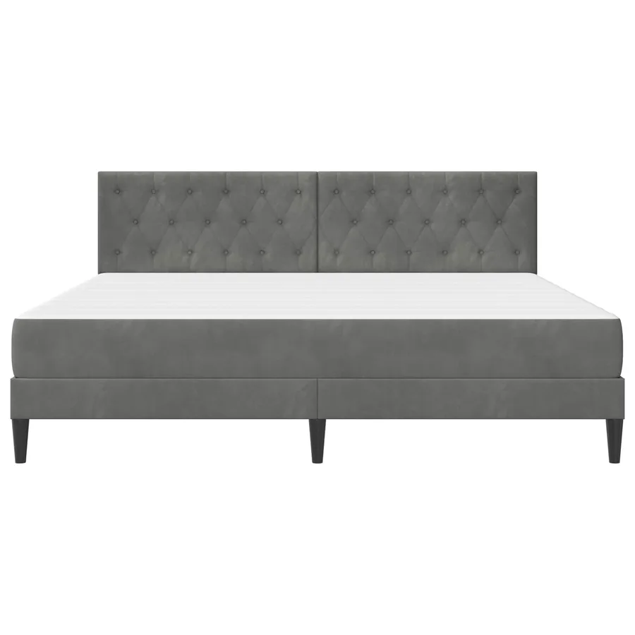 Cadre de lit avec matelas Gris foncé 180 x 200 cm Velours - 6