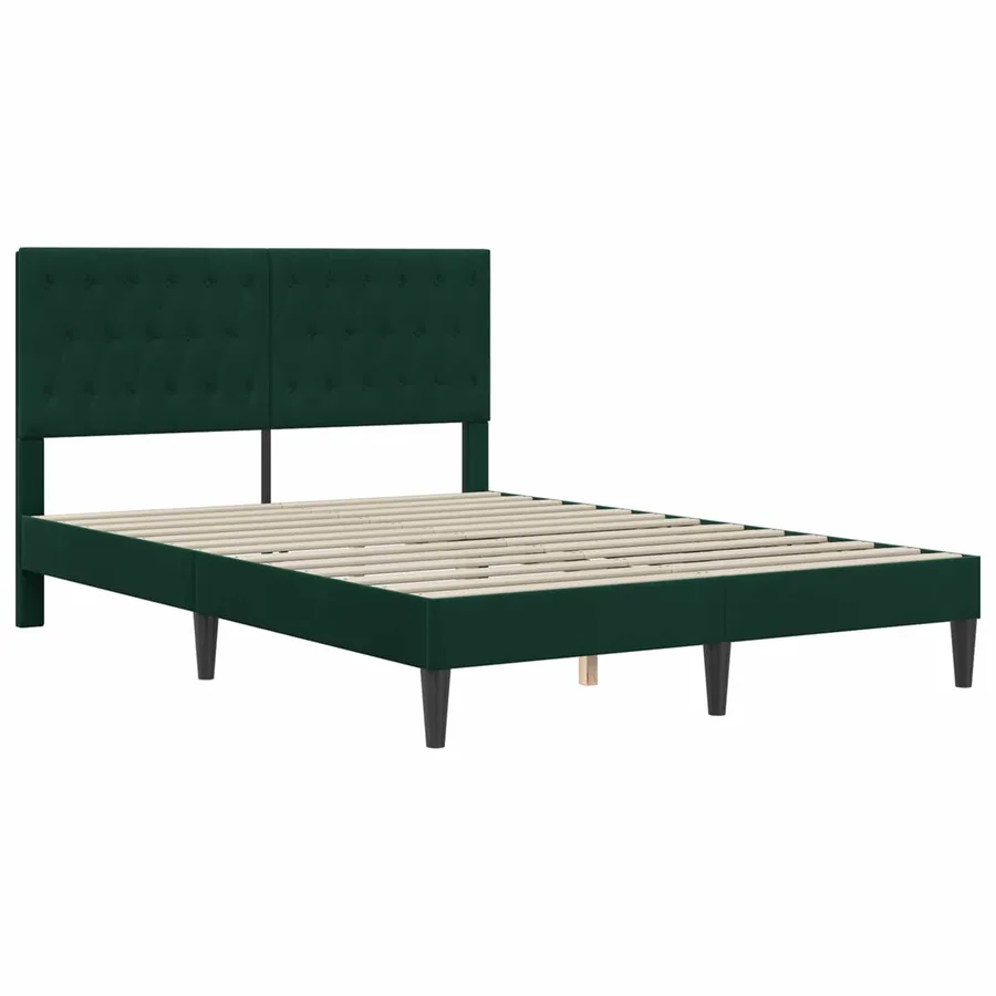 Cadre de lit avec matelas Vert foncé 120 x 200 cm Velours - 4
