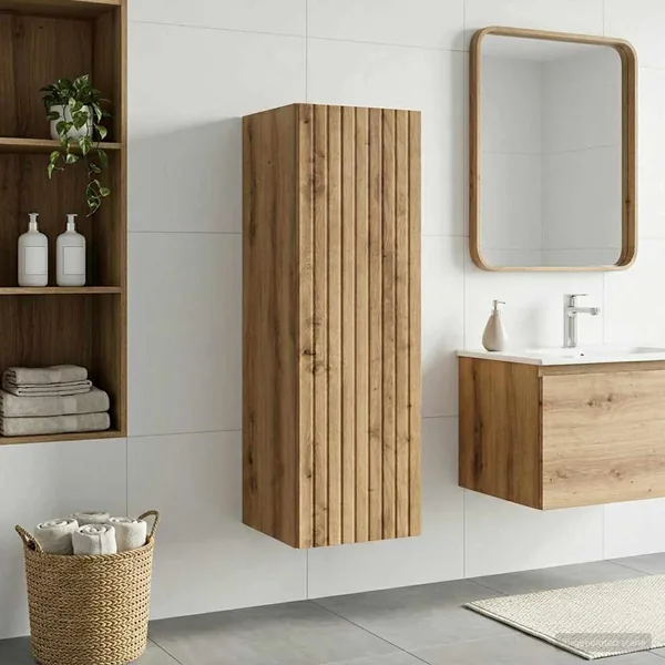 Cabinet de Salle de Bain Mural Chêne artisanal